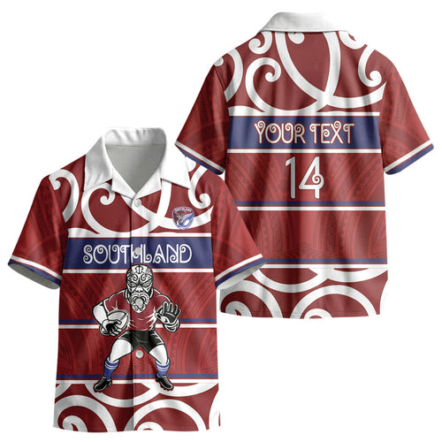 Southland Custom Rugby New Zealand Kid Hawaiian Shirt Aotearoa Maori Pukana Tiki Mascot