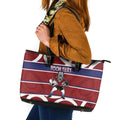 Southland Custom Rugby New Zealand Leather Tote Bag Aotearoa Maori Pukana Tiki Mascot