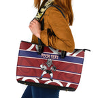 Southland Custom Rugby New Zealand Leather Tote Bag Aotearoa Maori Pukana Tiki Mascot