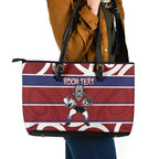 Southland Custom Rugby New Zealand Leather Tote Bag Aotearoa Maori Pukana Tiki Mascot