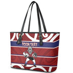 Southland Custom Rugby New Zealand Leather Tote Bag Aotearoa Maori Pukana Tiki Mascot