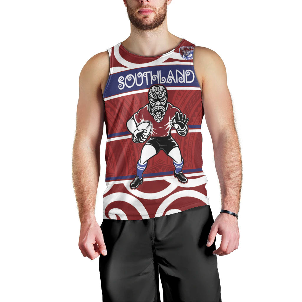 Southland Custom Rugby New Zealand Men Tank Top Aotearoa Maori Pukana Tiki Mascot