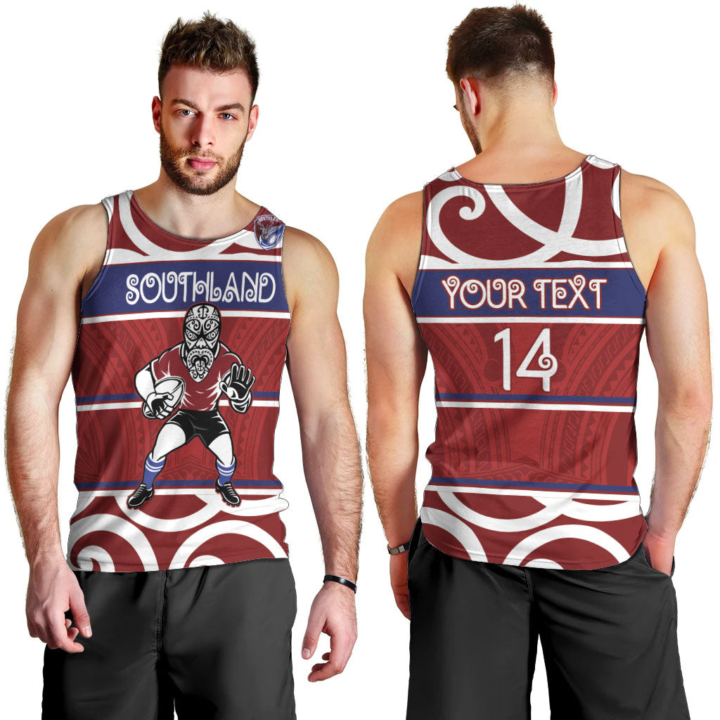 Southland Custom Rugby New Zealand Men Tank Top Aotearoa Maori Pukana Tiki Mascot