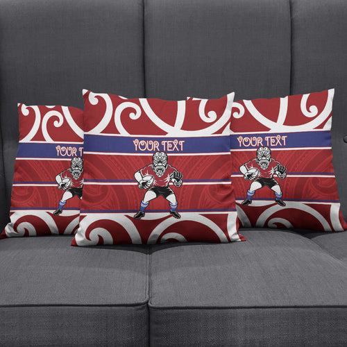 Southland Custom Rugby New Zealand Pillow Cover Aotearoa Maori Pukana Tiki Mascot