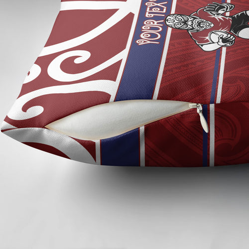 Southland Custom Rugby New Zealand Pillow Cover Aotearoa Maori Pukana Tiki Mascot