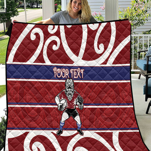 Southland Custom Rugby New Zealand Quilt Aotearoa Maori Pukana Tiki Mascot