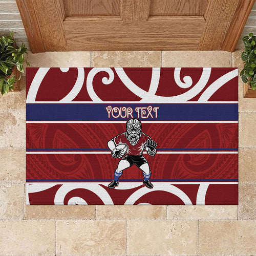 Southland Custom Rugby New Zealand Rubber Doormat Aotearoa Maori Pukana Tiki Mascot