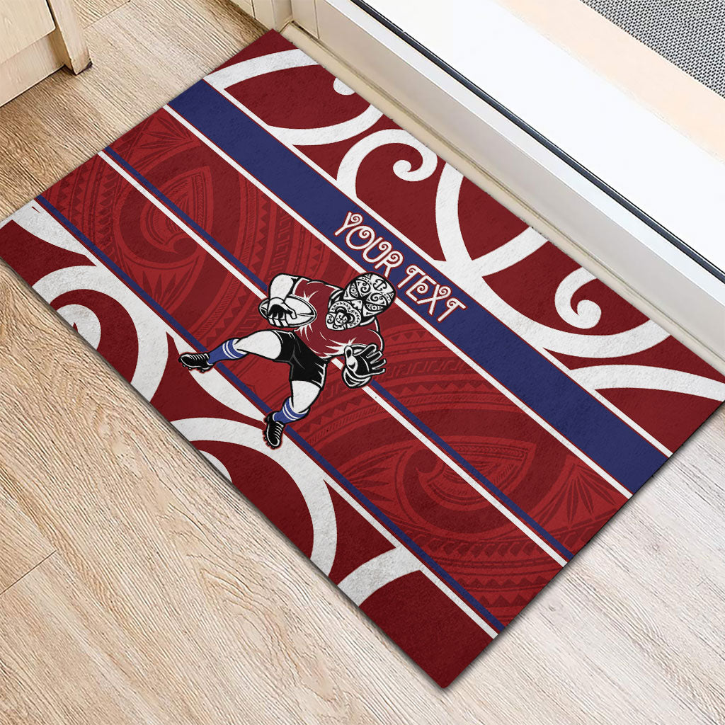 Southland Custom Rugby New Zealand Rubber Doormat Aotearoa Maori Pukana Tiki Mascot