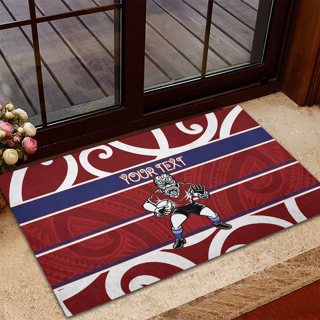Southland Custom Rugby New Zealand Rubber Doormat Aotearoa Maori Pukana Tiki Mascot