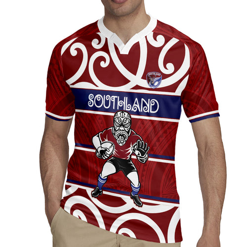 Southland Custom Rugby New Zealand Rugby Jersey Aotearoa Maori Pukana Tiki Mascot