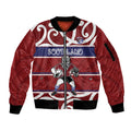 Southland Custom Rugby New Zealand Sleeve Zip Bomber Jacket Aotearoa Maori Pukana Tiki Mascot