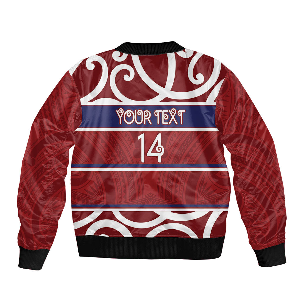 Southland Custom Rugby New Zealand Sleeve Zip Bomber Jacket Aotearoa Maori Pukana Tiki Mascot