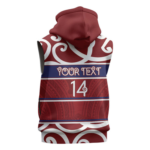 Southland Custom Rugby New Zealand Sleeveless Hoodie Aotearoa Maori Pukana Tiki Mascot