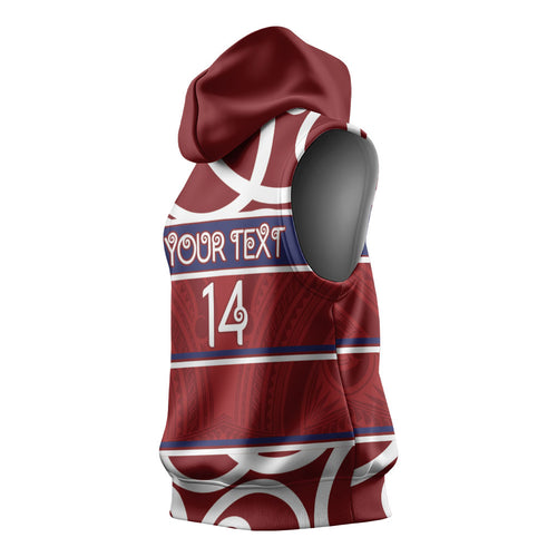 Southland Custom Rugby New Zealand Sleeveless Hoodie Aotearoa Maori Pukana Tiki Mascot