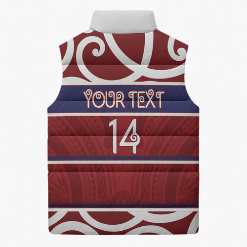 Southland Custom Rugby New Zealand Sleeveless Puffer Jacket Aotearoa Maori Pukana Tiki Mascot