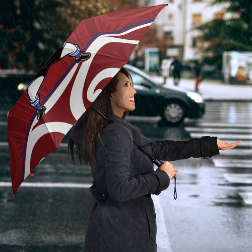 Southland Custom Rugby New Zealand Umbrella Aotearoa Maori Pukana Tiki Mascot