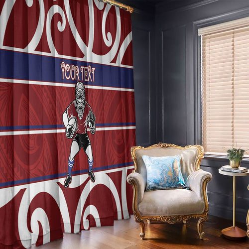 Southland Custom Rugby New Zealand Window Curtain Aotearoa Maori Pukana Tiki Mascot