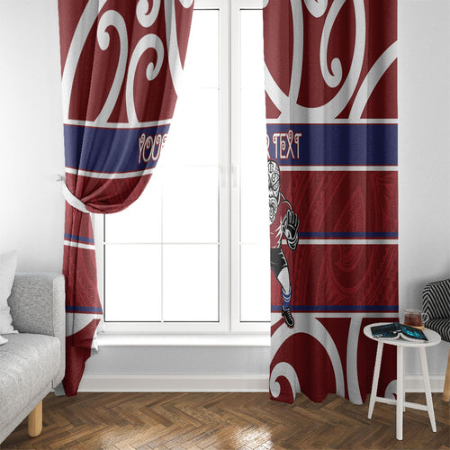 Southland Custom Rugby New Zealand Window Curtain Aotearoa Maori Pukana Tiki Mascot