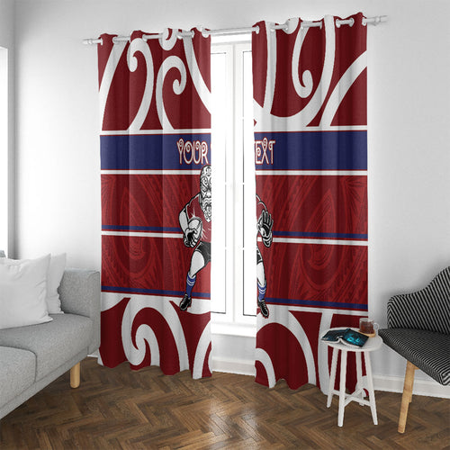 Southland Custom Rugby New Zealand Window Curtain Aotearoa Maori Pukana Tiki Mascot
