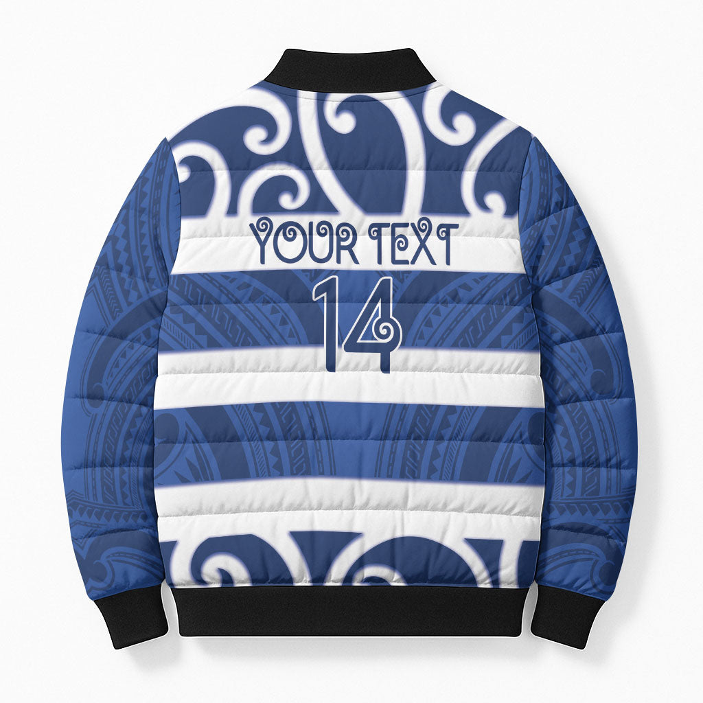 Auckland Custom Rugby New Zealand Bomber Puffer Jacket Aotearoa Maori Pukana Tiki Mascot