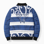 Auckland Custom Rugby New Zealand Bomber Puffer Jacket Aotearoa Maori Pukana Tiki Mascot