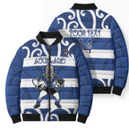 Auckland Custom Rugby New Zealand Bomber Puffer Jacket Aotearoa Maori Pukana Tiki Mascot