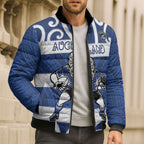 Auckland Custom Rugby New Zealand Bomber Puffer Jacket Aotearoa Maori Pukana Tiki Mascot
