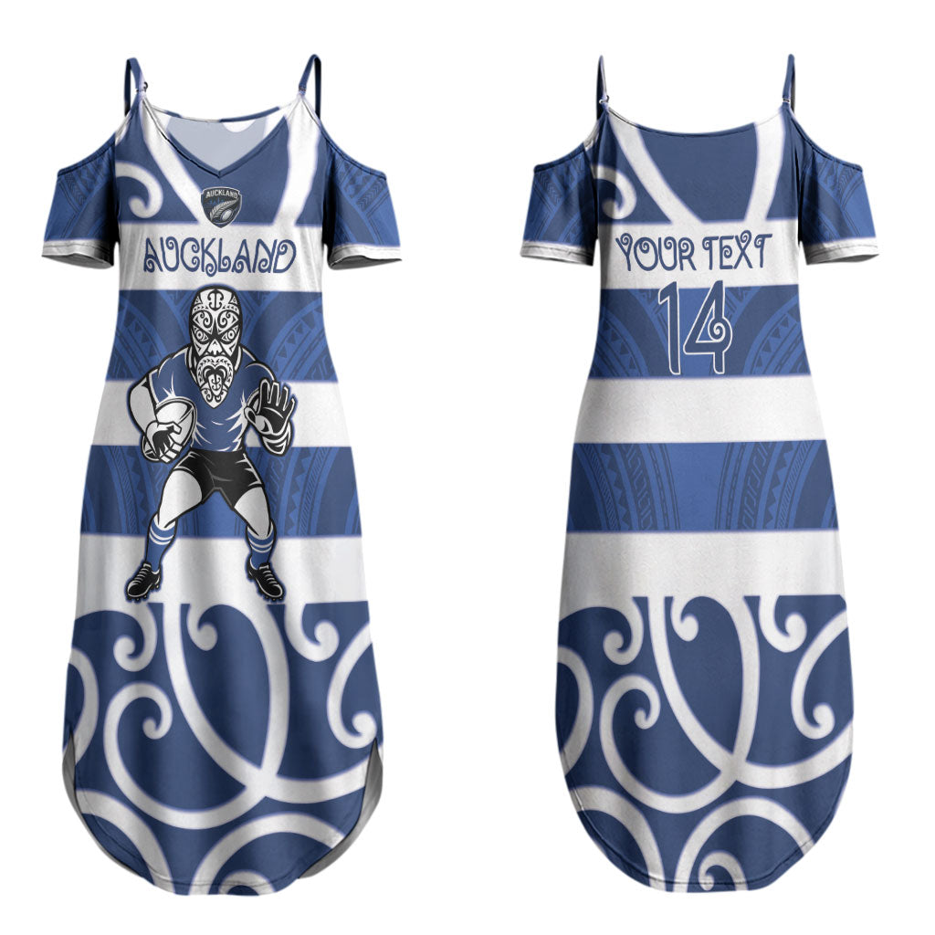 Auckland Custom Rugby New Zealand Couples Matching Summer Maxi Dress and Hawaiian Shirt Aotearoa Maori Pukana Tiki Mascot