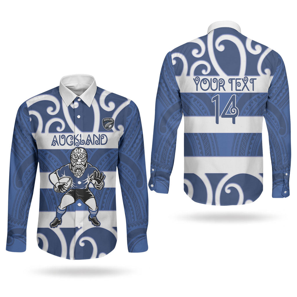 Auckland Custom Rugby New Zealand Couples Matching Summer Maxi Dress and Long Sleeve Button Shirt Aotearoa Maori Pukana Tiki Mascot