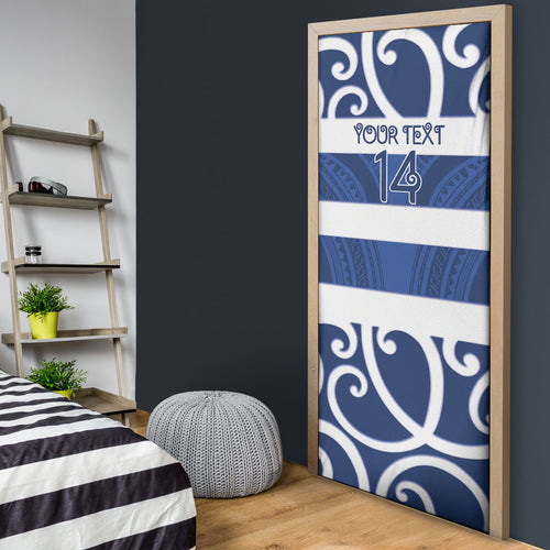 Auckland Custom Rugby New Zealand Door Cover Aotearoa Maori Pukana Tiki Mascot