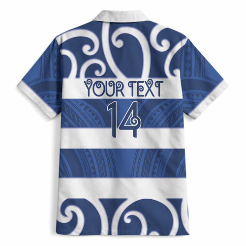 Auckland Custom Rugby New Zealand Hawaiian Shirt Aotearoa Maori Pukana Tiki Mascot
