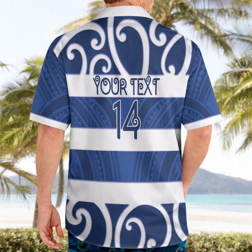 Auckland Custom Rugby New Zealand Hawaiian Shirt Aotearoa Maori Pukana Tiki Mascot