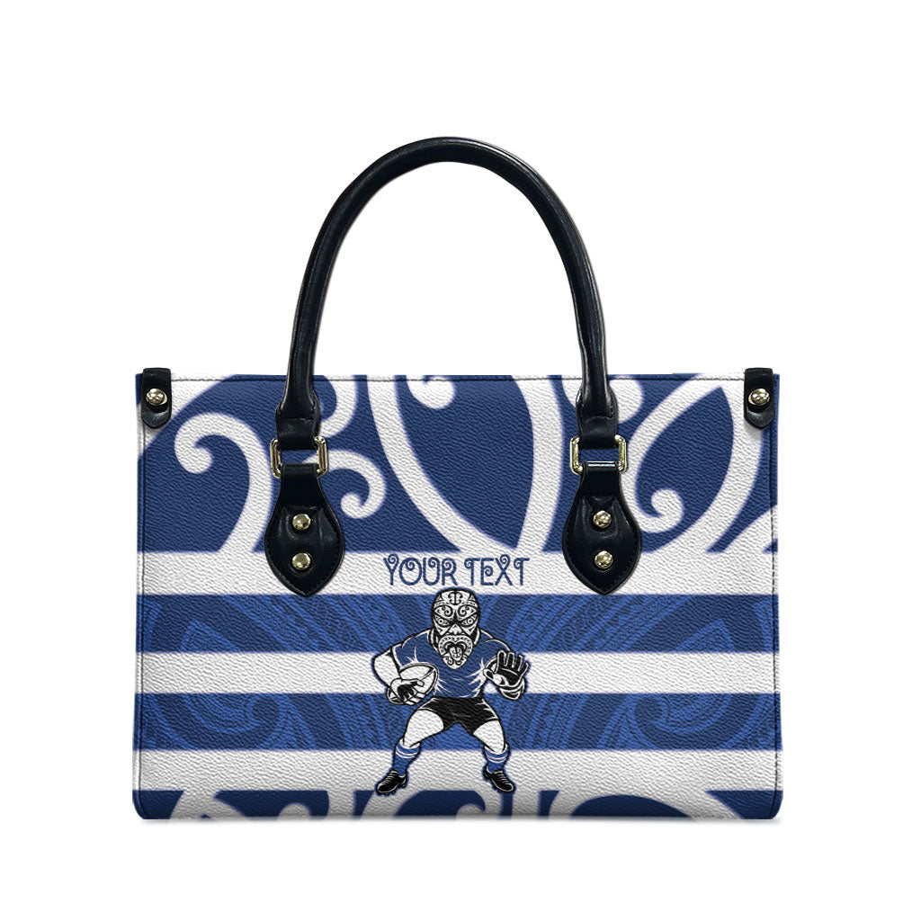 Auckland Custom Rugby New Zealand Leather Bag Aotearoa Maori Pukana Tiki Mascot