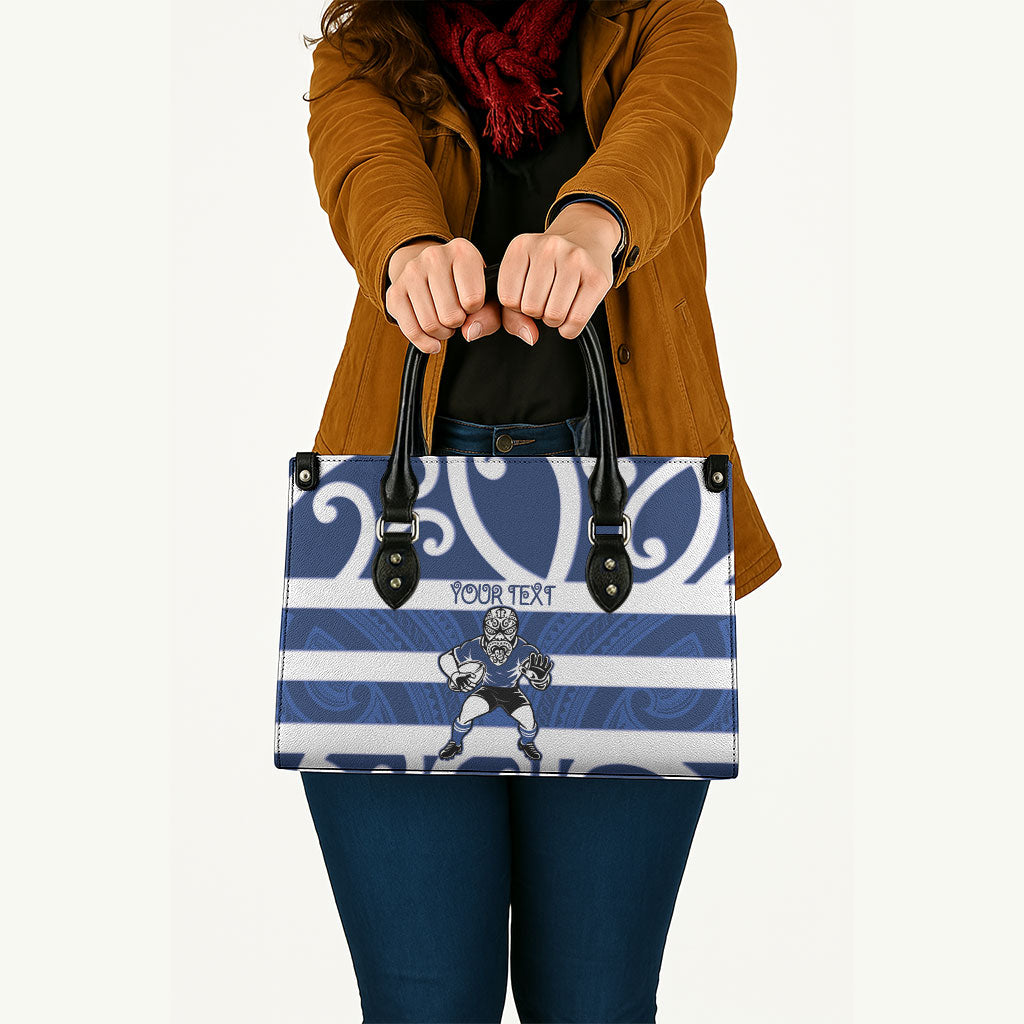 Auckland Custom Rugby New Zealand Leather Bag Aotearoa Maori Pukana Tiki Mascot