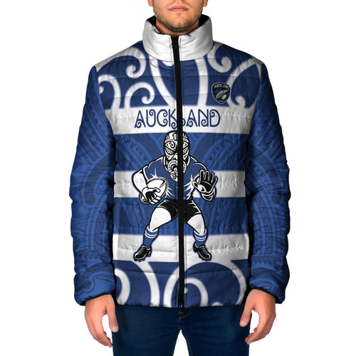 Auckland Custom Rugby New Zealand Padded Jacket Aotearoa Maori Pukana Tiki Mascot