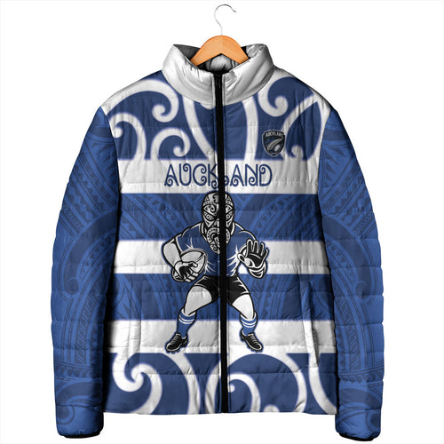 Auckland Custom Rugby New Zealand Padded Jacket Aotearoa Maori Pukana Tiki Mascot
