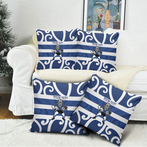 Auckland Custom Rugby New Zealand Pillow Cover Aotearoa Maori Pukana Tiki Mascot