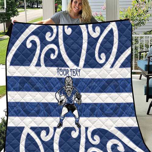 Auckland Custom Rugby New Zealand Quilt Aotearoa Maori Pukana Tiki Mascot