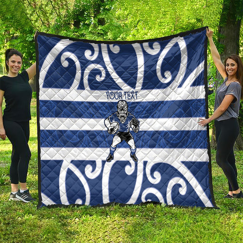 Auckland Custom Rugby New Zealand Quilt Aotearoa Maori Pukana Tiki Mascot