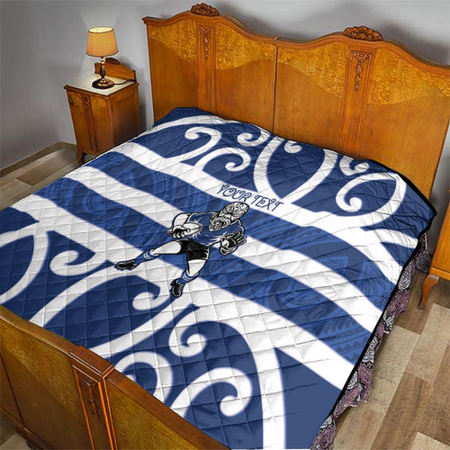 Auckland Custom Rugby New Zealand Quilt Aotearoa Maori Pukana Tiki Mascot