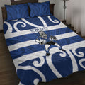 Auckland Custom Rugby New Zealand Quilt Bed Set Aotearoa Maori Pukana Tiki Mascot