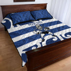 Auckland Custom Rugby New Zealand Quilt Bed Set Aotearoa Maori Pukana Tiki Mascot