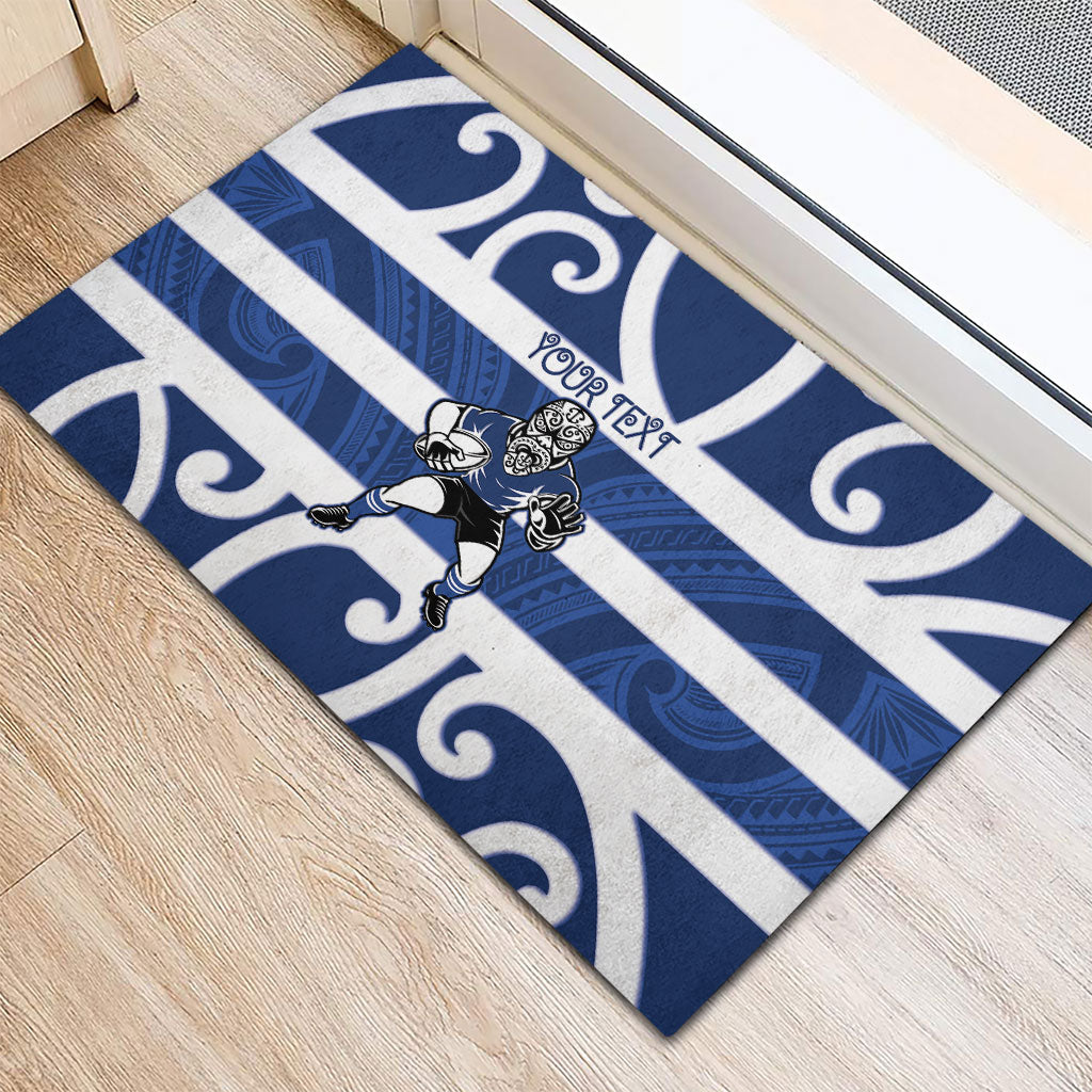 Auckland Custom Rugby New Zealand Rubber Doormat Aotearoa Maori Pukana Tiki Mascot
