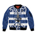 Auckland Custom Rugby New Zealand Sleeve Zip Bomber Jacket Aotearoa Maori Pukana Tiki Mascot