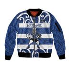 Auckland Custom Rugby New Zealand Sleeve Zip Bomber Jacket Aotearoa Maori Pukana Tiki Mascot