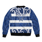 Auckland Custom Rugby New Zealand Sleeve Zip Bomber Jacket Aotearoa Maori Pukana Tiki Mascot