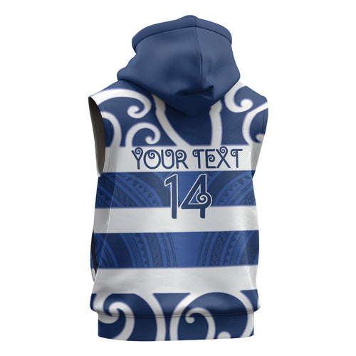 Auckland Custom Rugby New Zealand Sleeveless Hoodie Aotearoa Maori Pukana Tiki Mascot