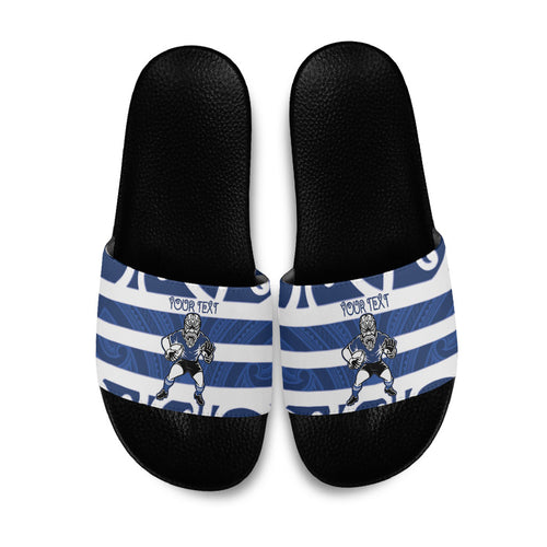 Auckland Custom Rugby New Zealand Slide Sandals Aotearoa Maori Pukana Tiki Mascot