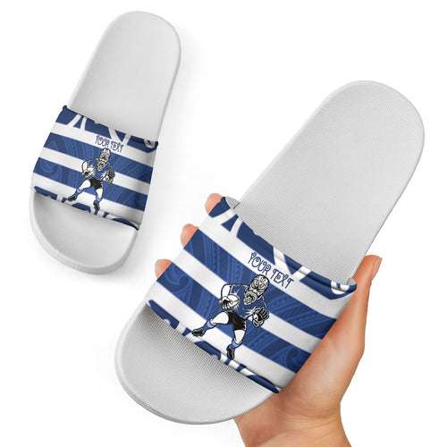 Auckland Custom Rugby New Zealand Slide Sandals Aotearoa Maori Pukana Tiki Mascot
