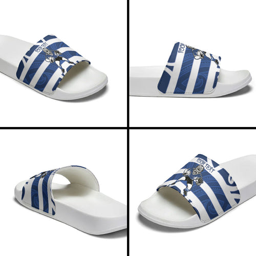 Auckland Custom Rugby New Zealand Slide Sandals Aotearoa Maori Pukana Tiki Mascot